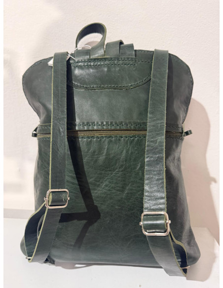 Mochila  de  cuero  verde