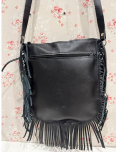 Bolso de cuero negro con flecos 2